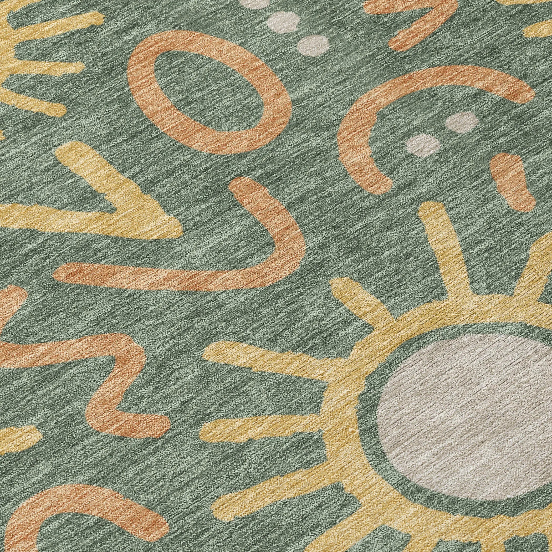 10' X 14' Green And Gold Geometric Washable Indoor Outdoor Area Rug Homeroots Outdoor