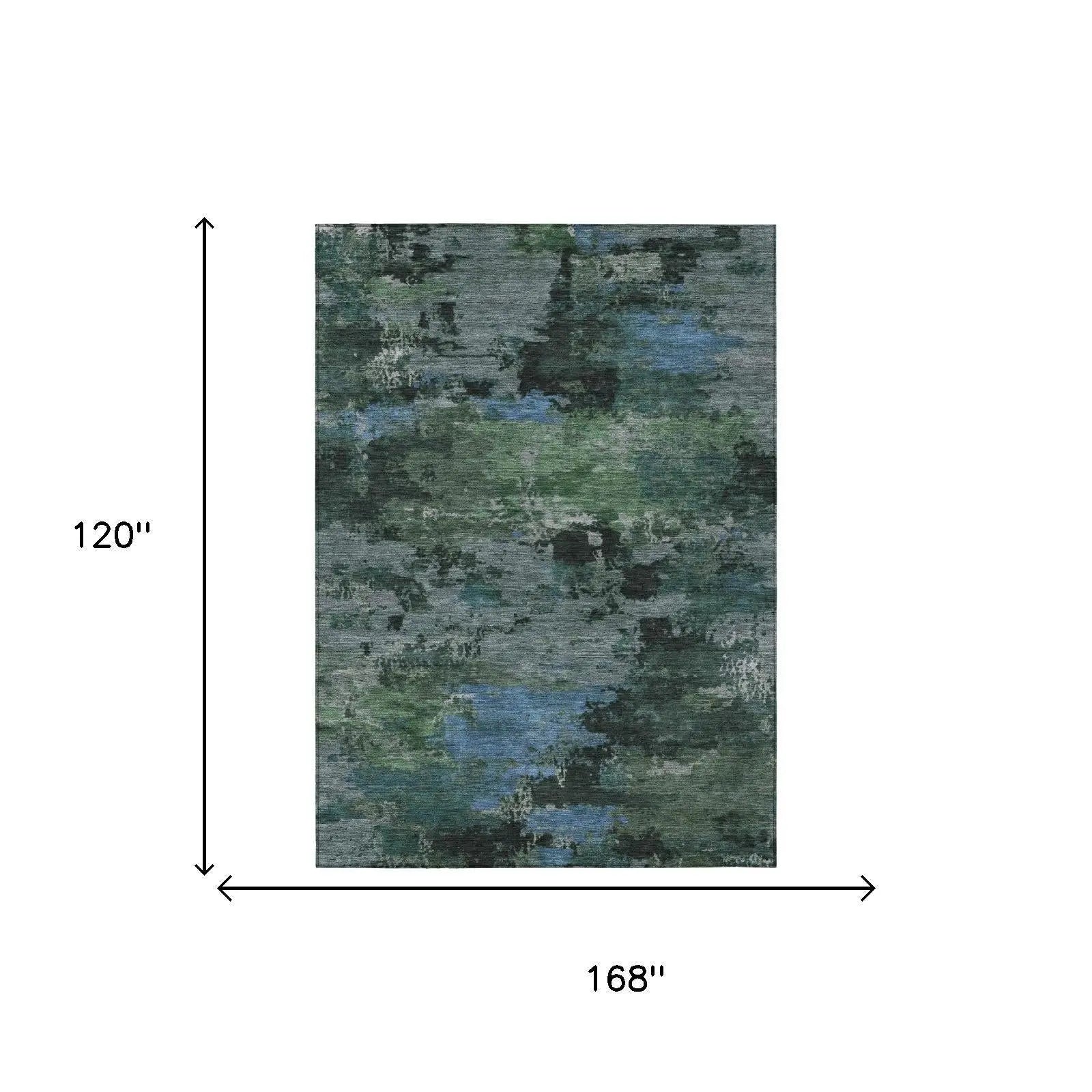 10' X 14' Green And Graphite Abstract Washable Indoor Outdoor Area Rug Homeroots Outdoor