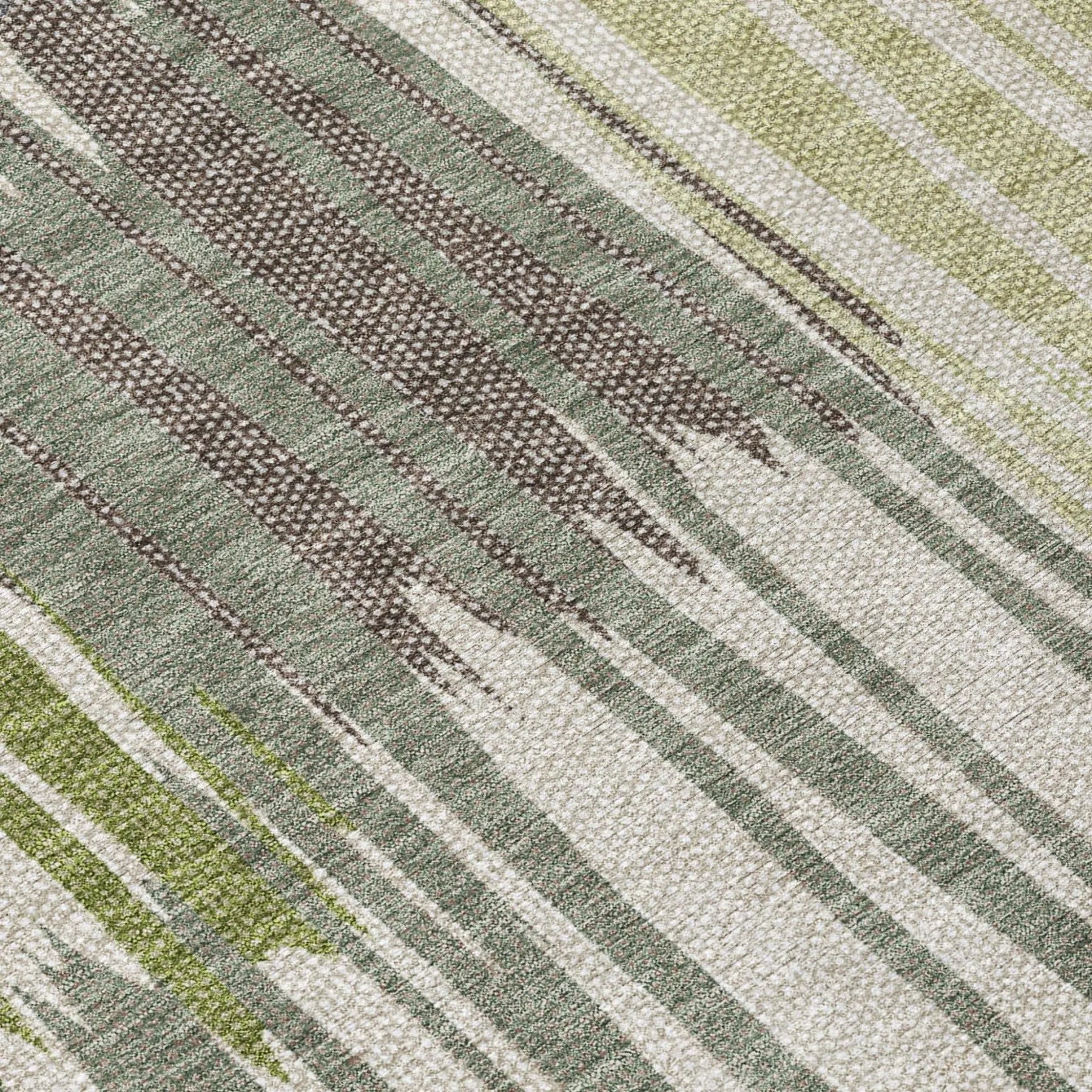 10' X 14' Green And Graphite Striped Washable Indoor Outdoor Area Rug Homeroots Outdoor