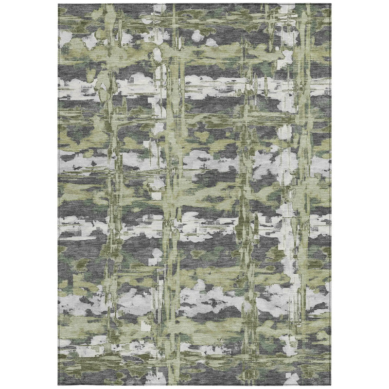 10' X 14' Green And Gray Abstract Washable Indoor Outdoor Area Rug Homeroots Outdoor