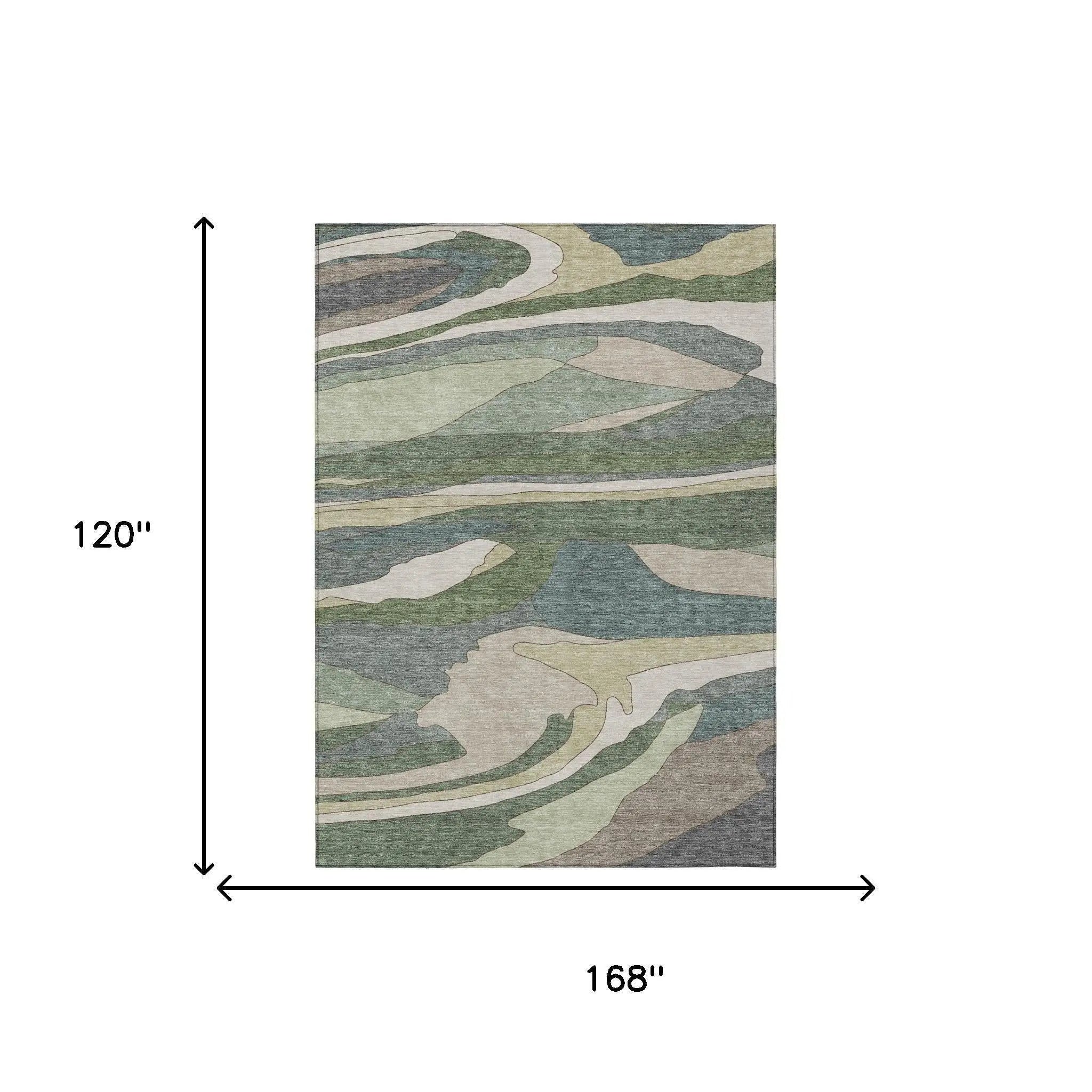 10' X 14' Green And Gray Abstract Washable Indoor Outdoor Area Rug Homeroots Outdoor