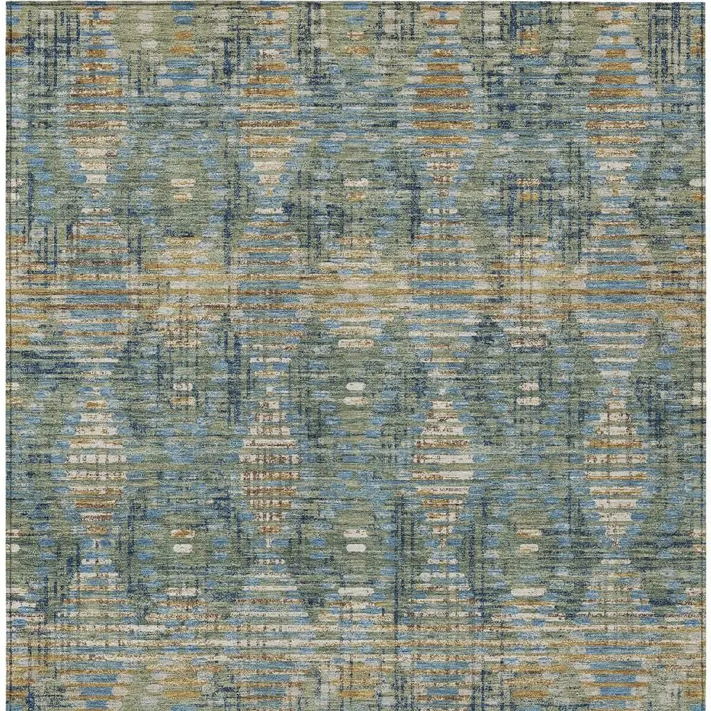 10' X 14' Green And Gray Floral Medallion Washable Indoor Outdoor Area Rug Homeroots Outdoor