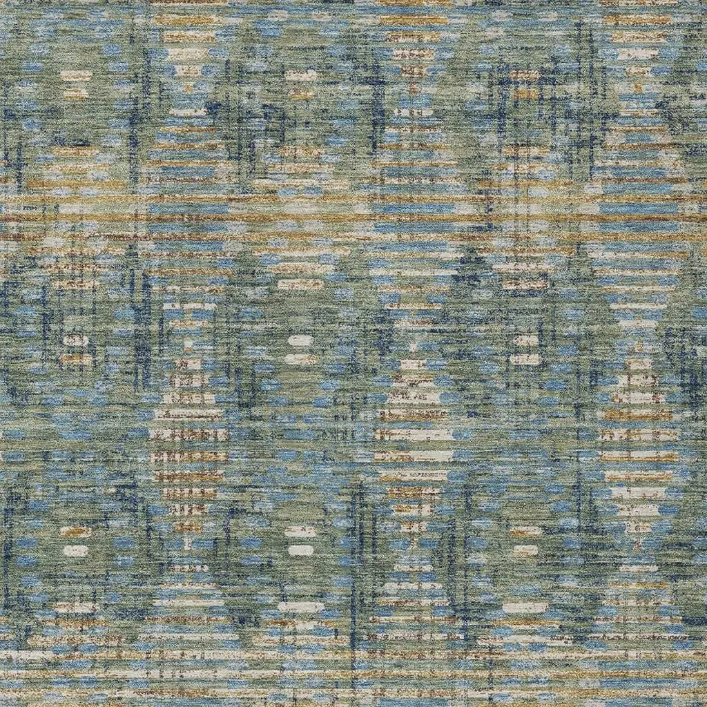 10' X 14' Green And Gray Floral Medallion Washable Indoor Outdoor Area Rug Homeroots Outdoor