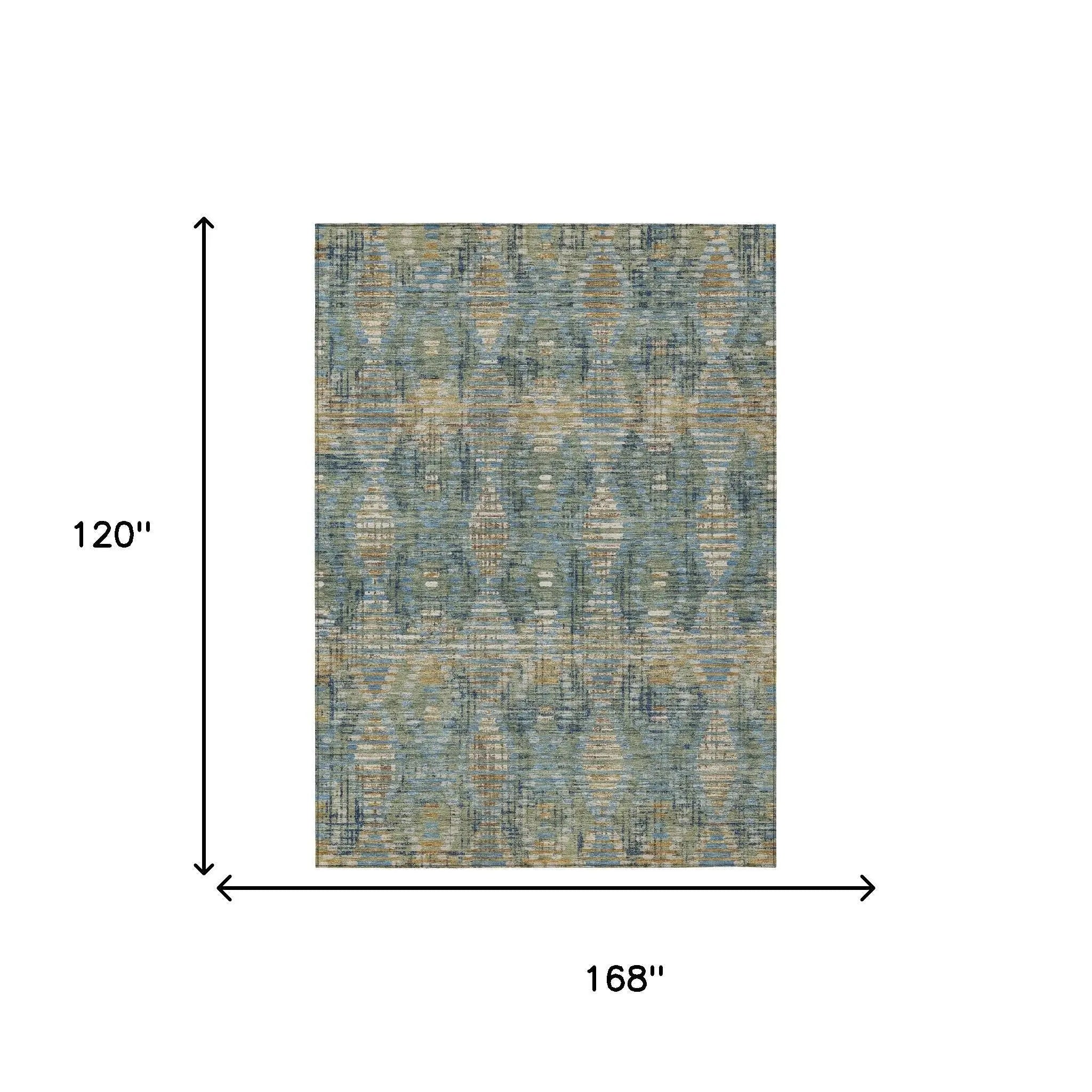 10' X 14' Green And Gray Floral Medallion Washable Indoor Outdoor Area Rug Homeroots Outdoor