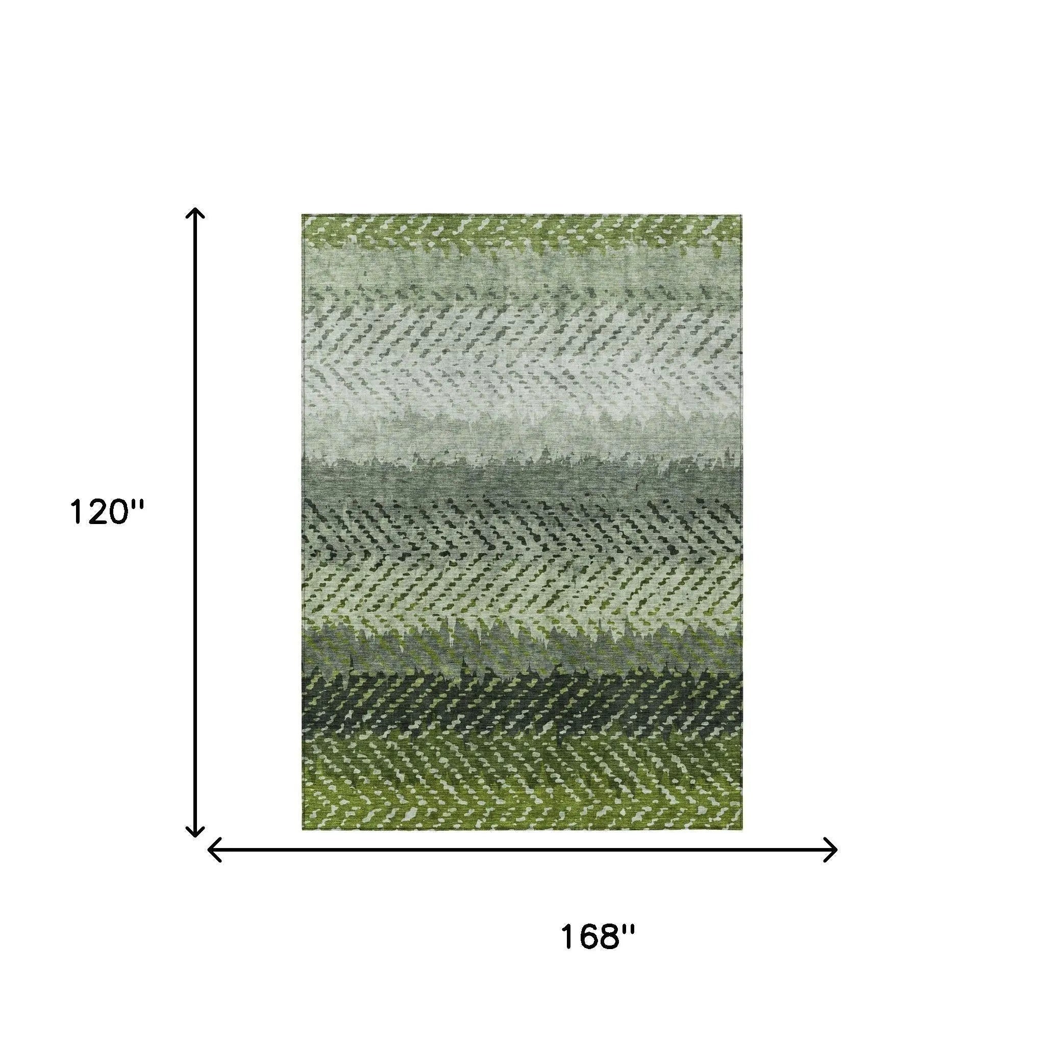 10' X 14' Green And Gray Striped Washable Indoor Outdoor Area Rug Homeroots Outdoor