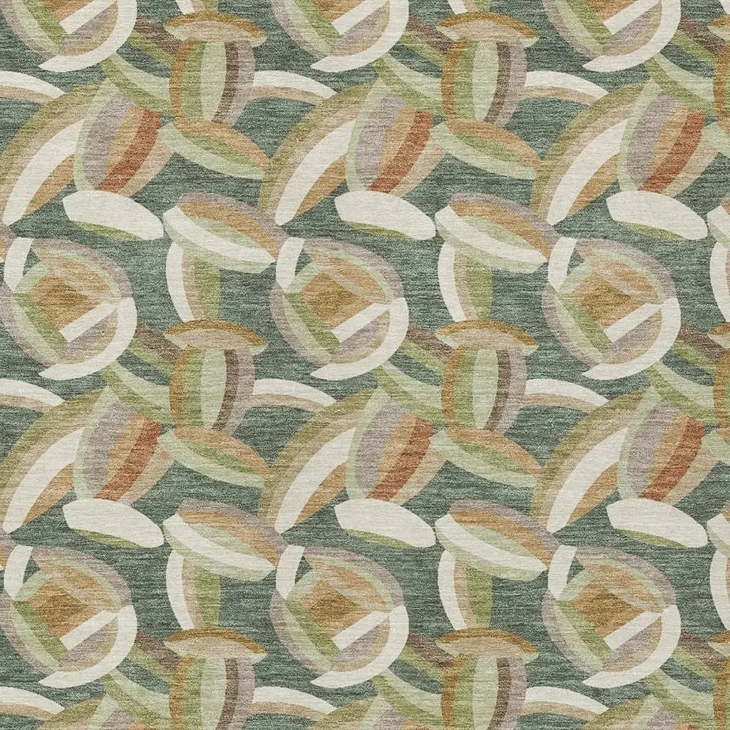 10' X 14' Green And Ivory Abstract Washable Indoor Outdoor Area Rug Homeroots Outdoor