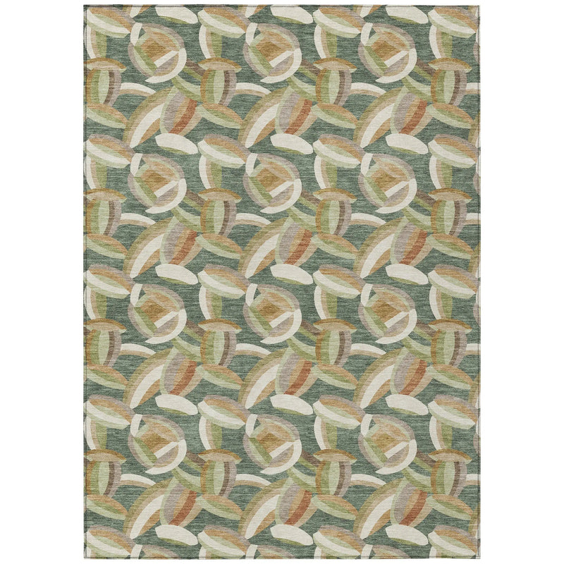 10' X 14' Green And Ivory Abstract Washable Indoor Outdoor Area Rug Homeroots Outdoor