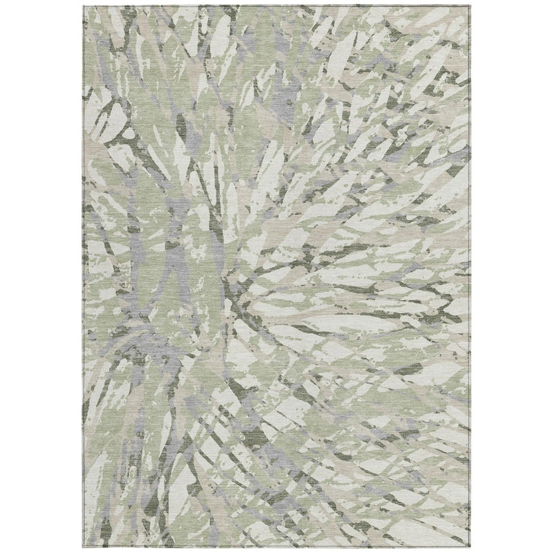 10' X 14' Green And Ivory Abstract Washable Indoor Outdoor Area Rug Homeroots Outdoor