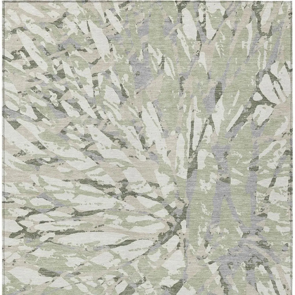 10' X 14' Green And Ivory Abstract Washable Indoor Outdoor Area Rug Homeroots Outdoor