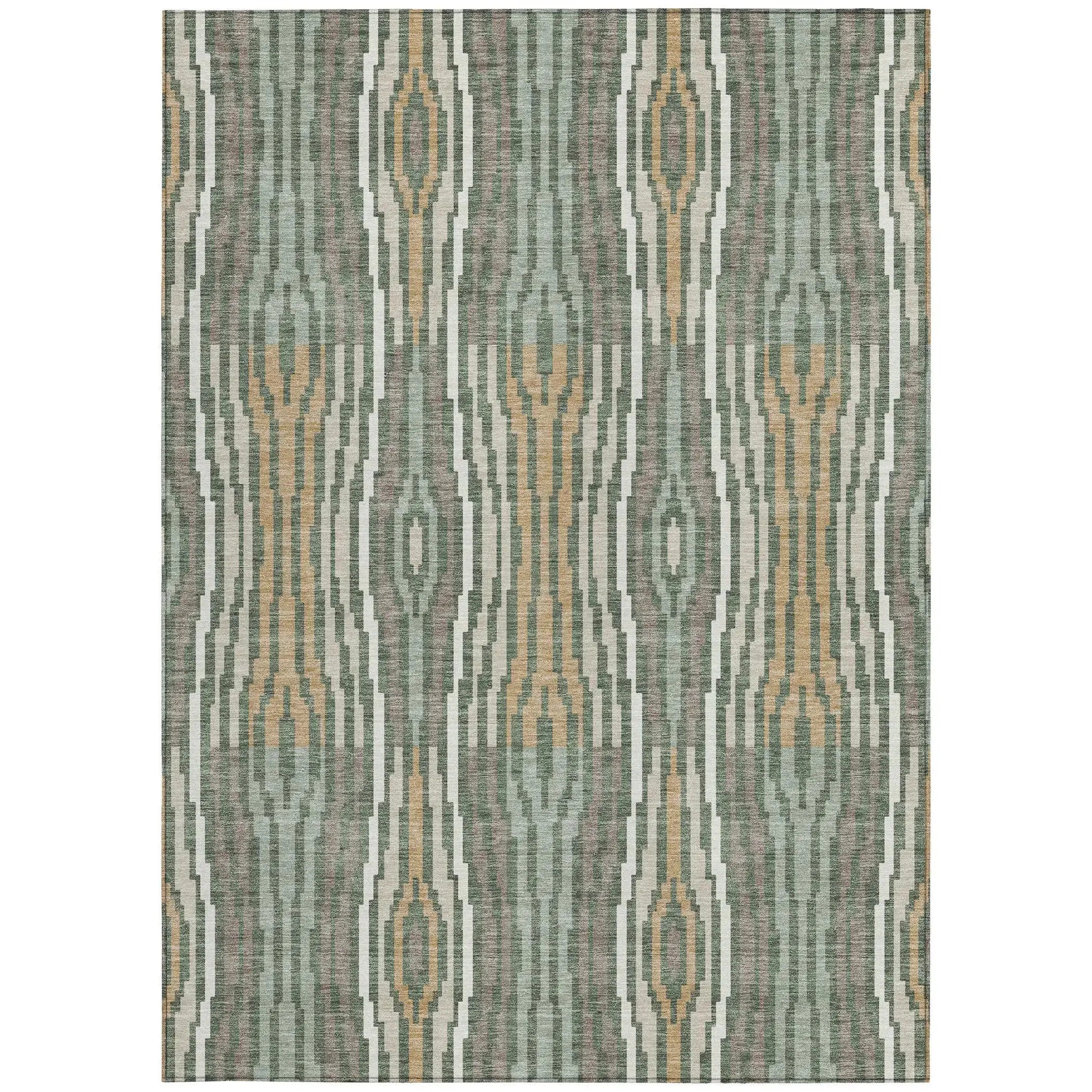 10' X 14' Green And Ivory Abstract Washable Indoor Outdoor Area Rug Homeroots Outdoor