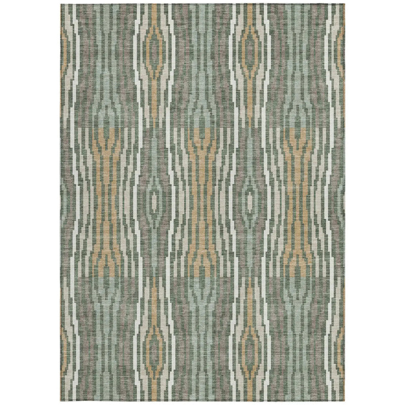 10' X 14' Green And Ivory Abstract Washable Indoor Outdoor Area Rug Homeroots Outdoor