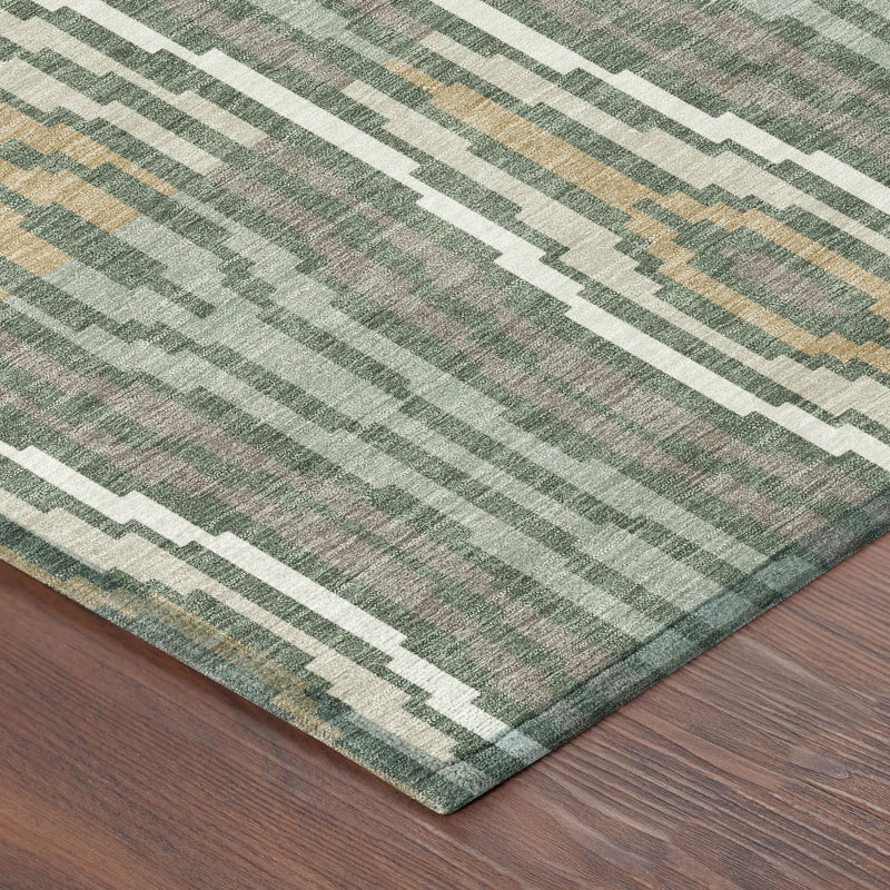 10' X 14' Green And Ivory Abstract Washable Indoor Outdoor Area Rug Homeroots Outdoor