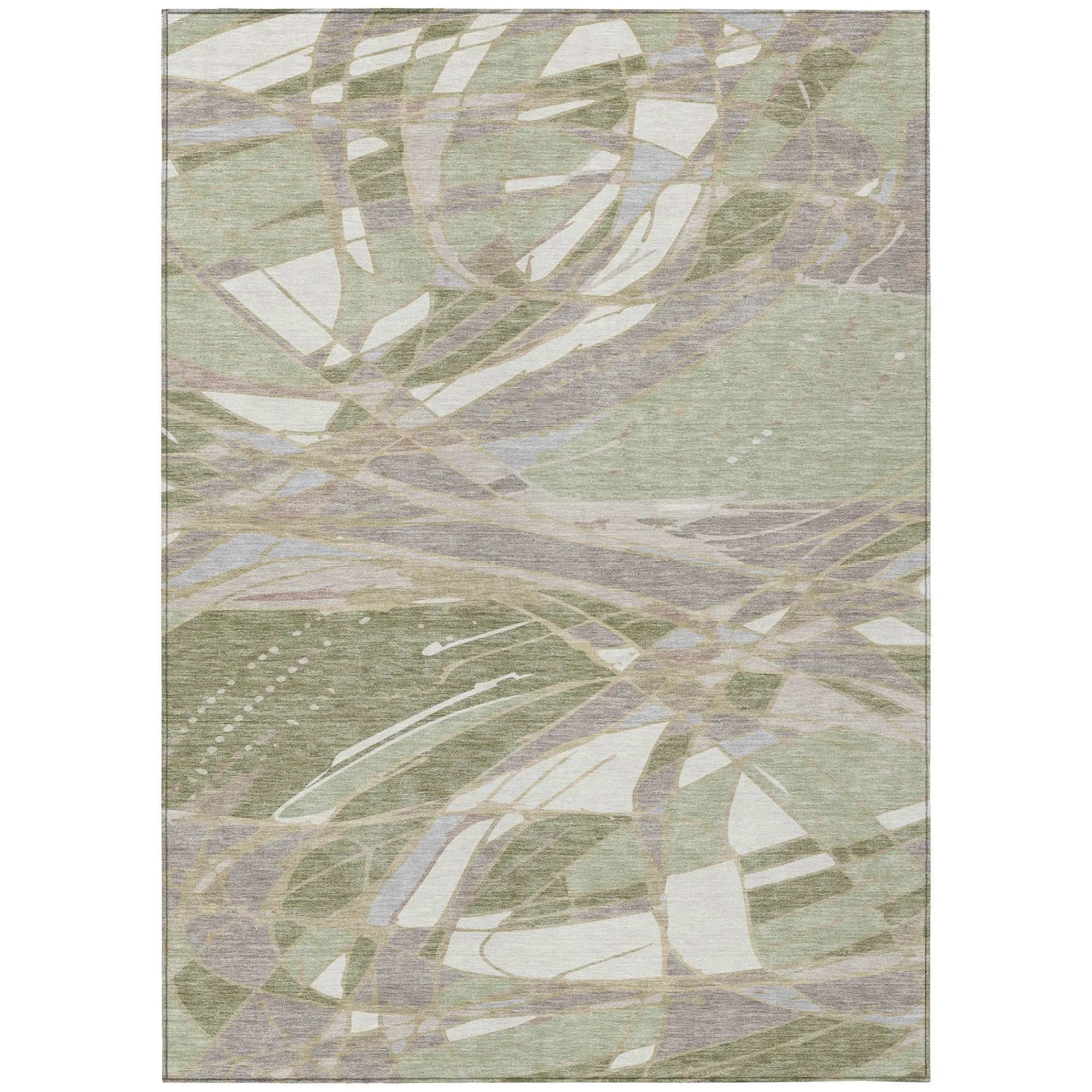 10' X 14' Green And Ivory Abstract Washable Indoor Outdoor Area Rug Homeroots Outdoor
