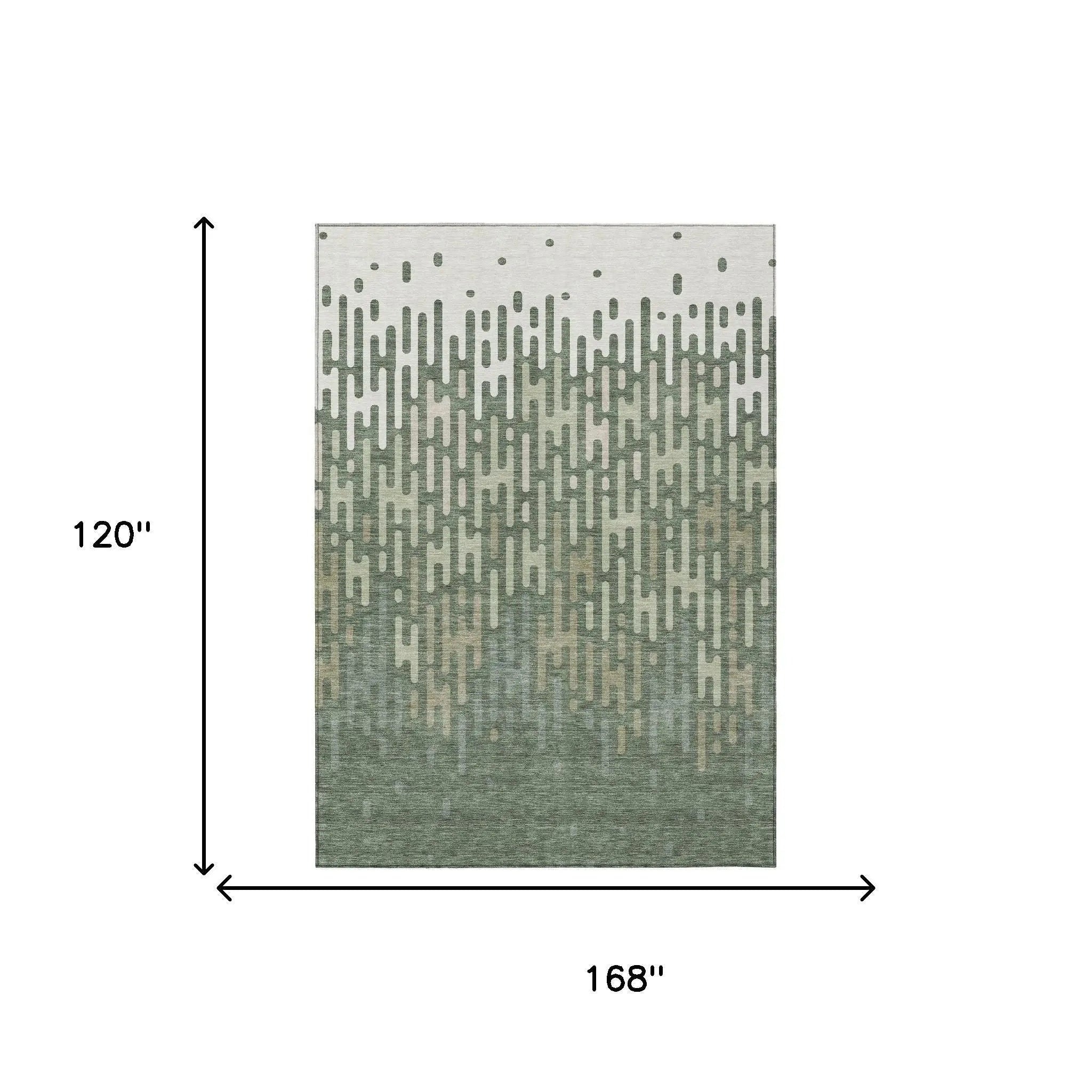 10' X 14' Green And Ivory Abstract Washable Indoor Outdoor Area Rug Homeroots Outdoor