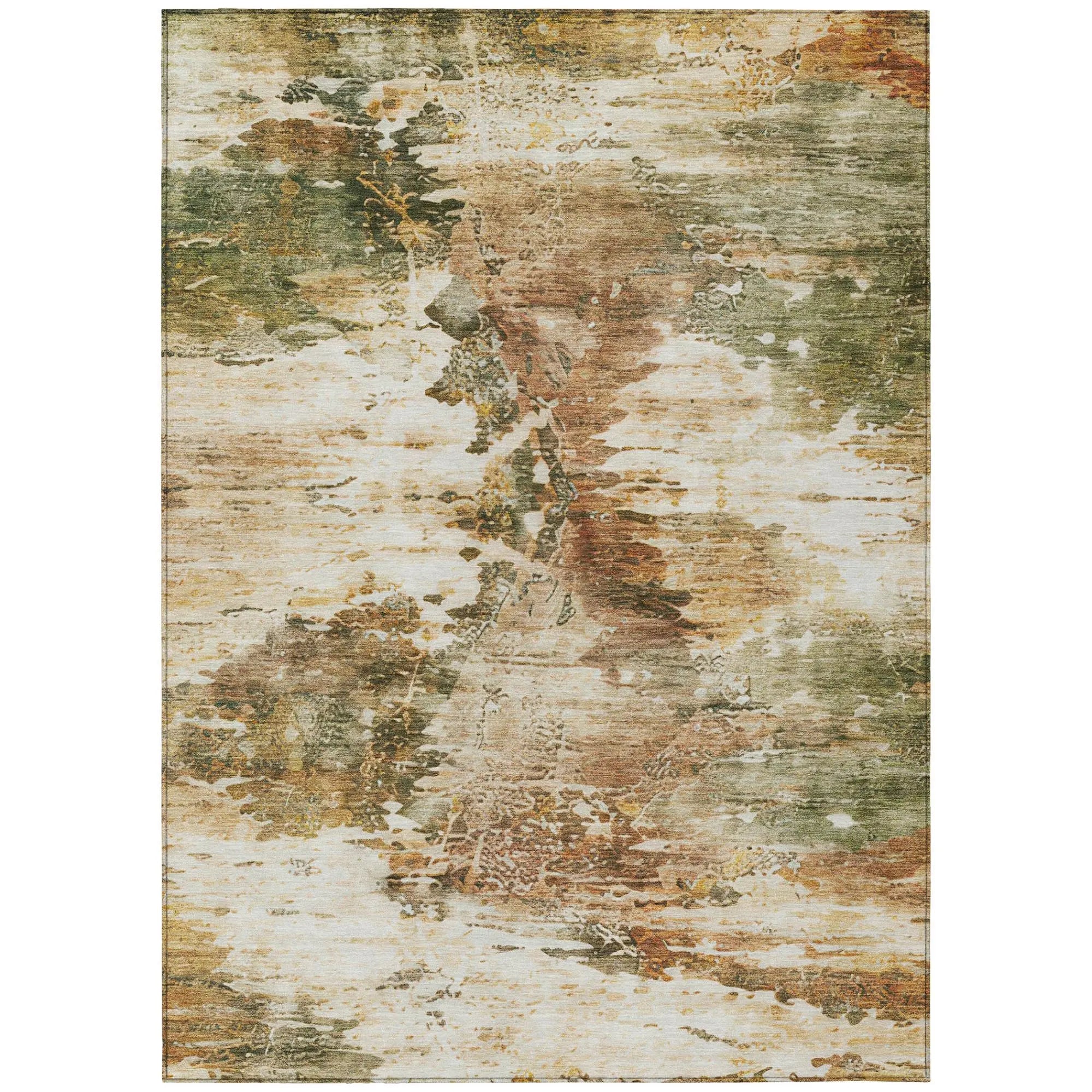 10' X 14' Green And Ivory Abstract Washable Indoor Outdoor Area Rug Homeroots Outdoor