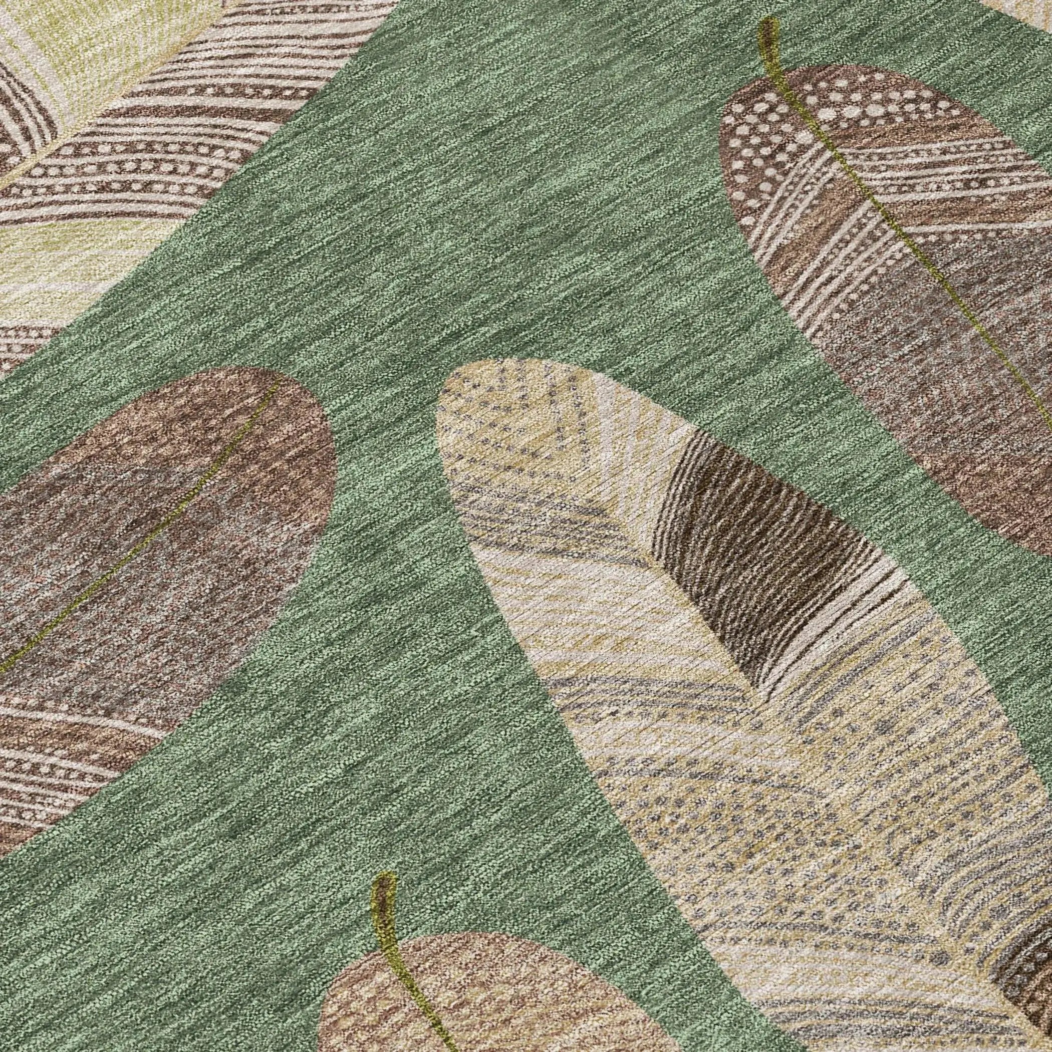 10' X 14' Green And Ivory Botanical Leaves Washable Indoor Outdoor Area Rug Homeroots Outdoor