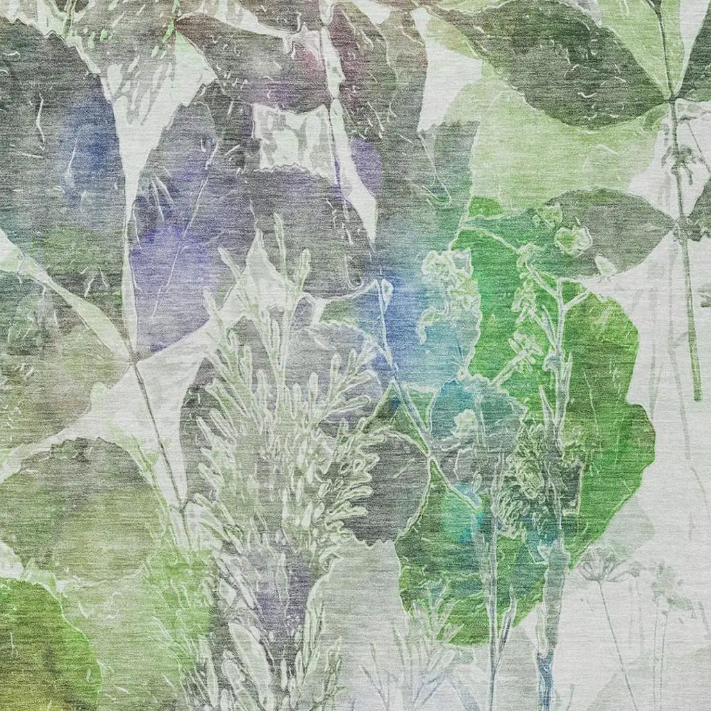 10' X 14' Green And Ivory Botanical Leaves Washable Indoor Outdoor Area Rug Homeroots Outdoor