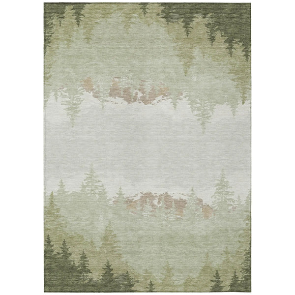 10' X 14' Green And Ivory Floral Washable Indoor Outdoor Area Rug Homeroots Outdoor