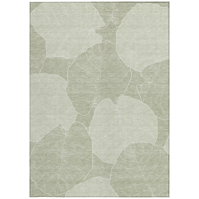 10' X 14' Green And Ivory Floral Washable Indoor Outdoor Area Rug Homeroots Outdoor