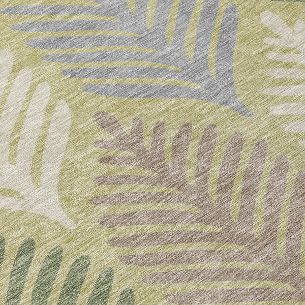 10' X 14' Green And Ivory Floral Washable Indoor Outdoor Area Rug Homeroots Outdoor