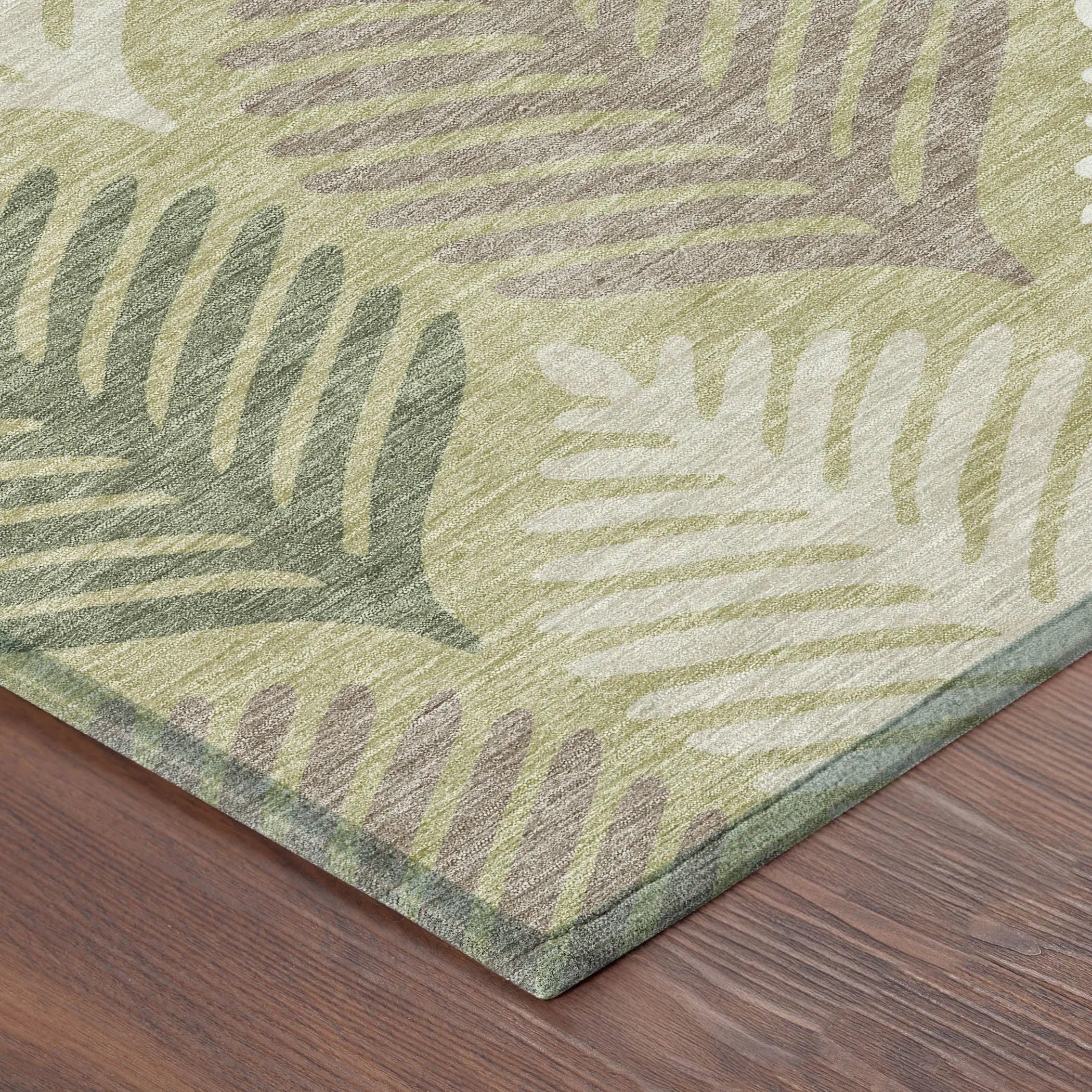 10' X 14' Green And Ivory Floral Washable Indoor Outdoor Area Rug Homeroots Outdoor