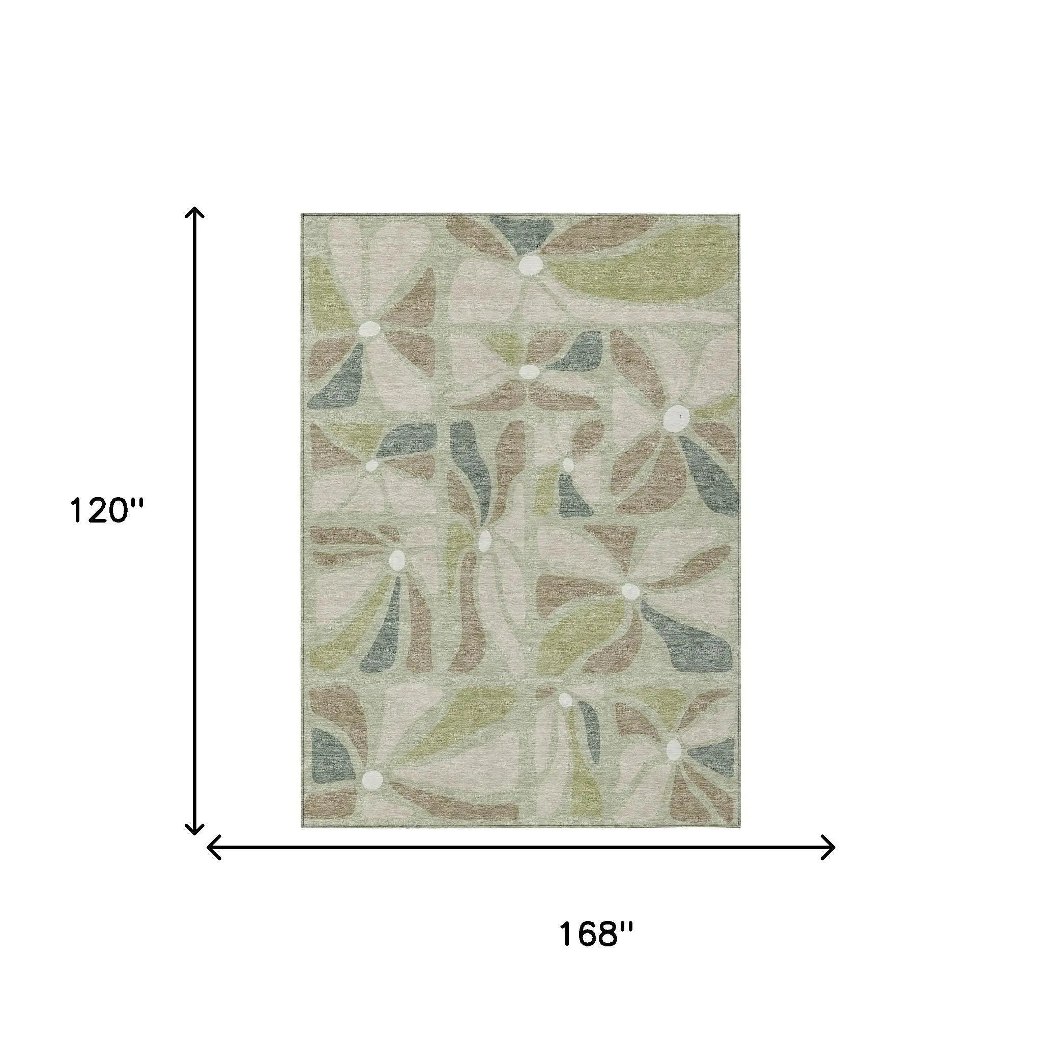 10' X 14' Green And Ivory Floral Washable Indoor Outdoor Area Rug Homeroots Outdoor