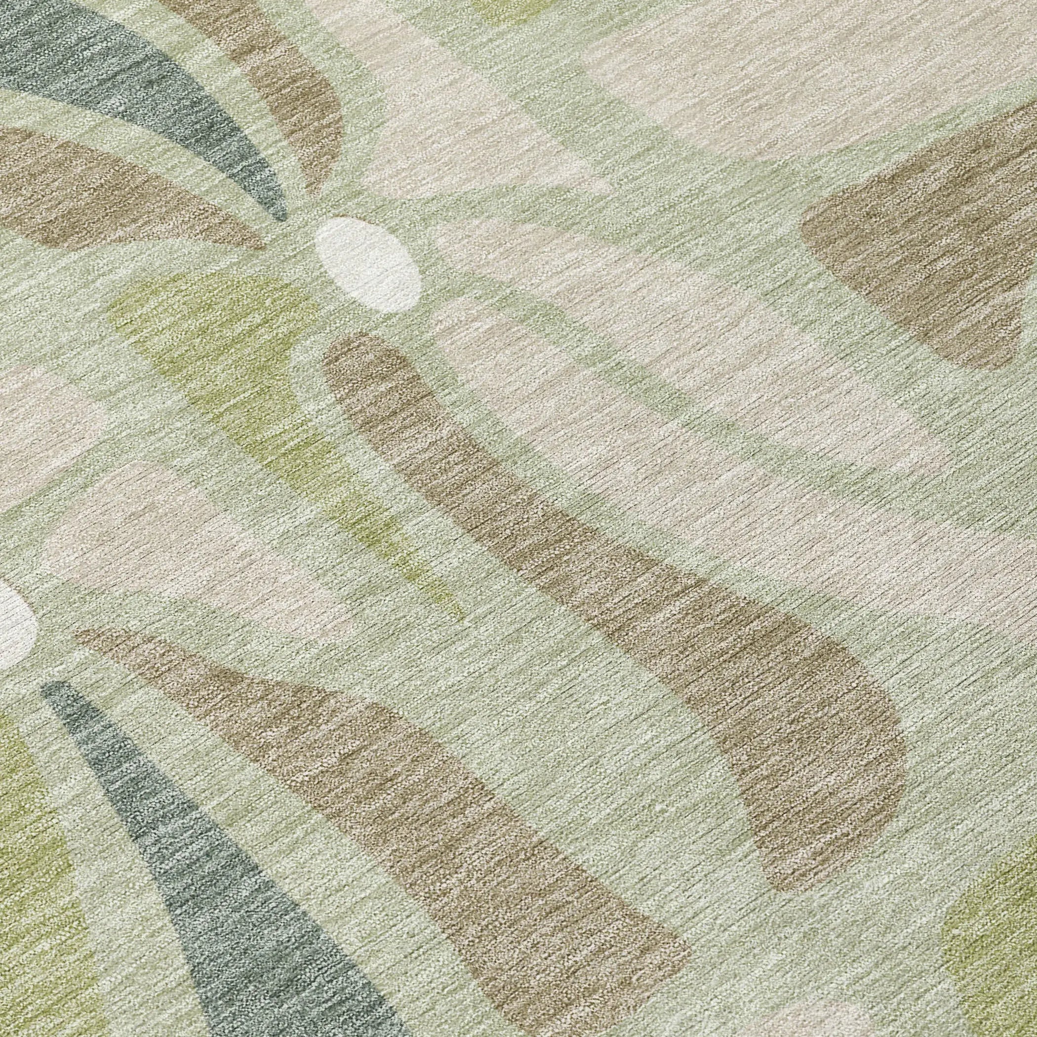 10' X 14' Green And Ivory Floral Washable Indoor Outdoor Area Rug Homeroots Outdoor