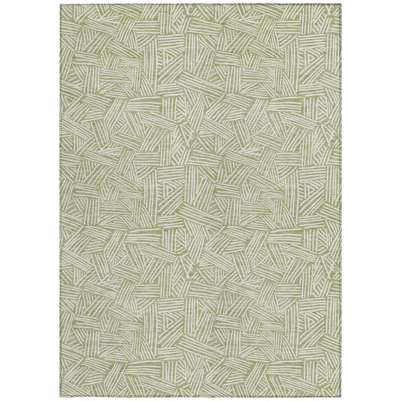10' X 14' Green And Ivory Geometric Washable Indoor Outdoor Area Rug Homeroots Outdoor