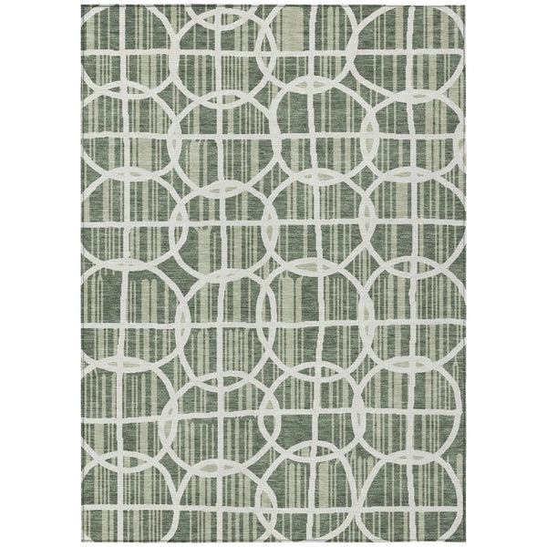 10' X 14' Green And Ivory Geometric Washable Indoor Outdoor Area Rug Homeroots Outdoor