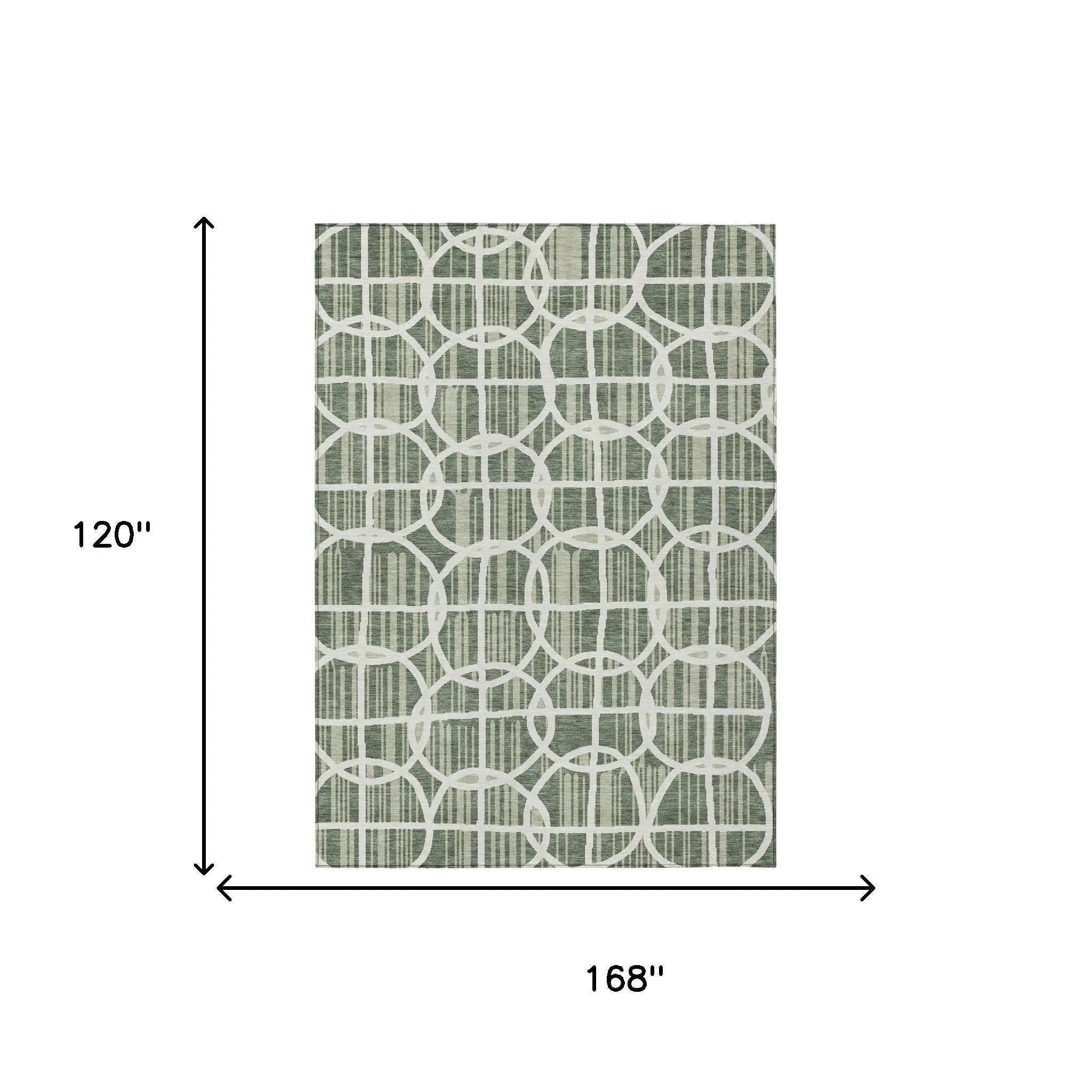 10' X 14' Green And Ivory Geometric Washable Indoor Outdoor Area Rug Homeroots Outdoor