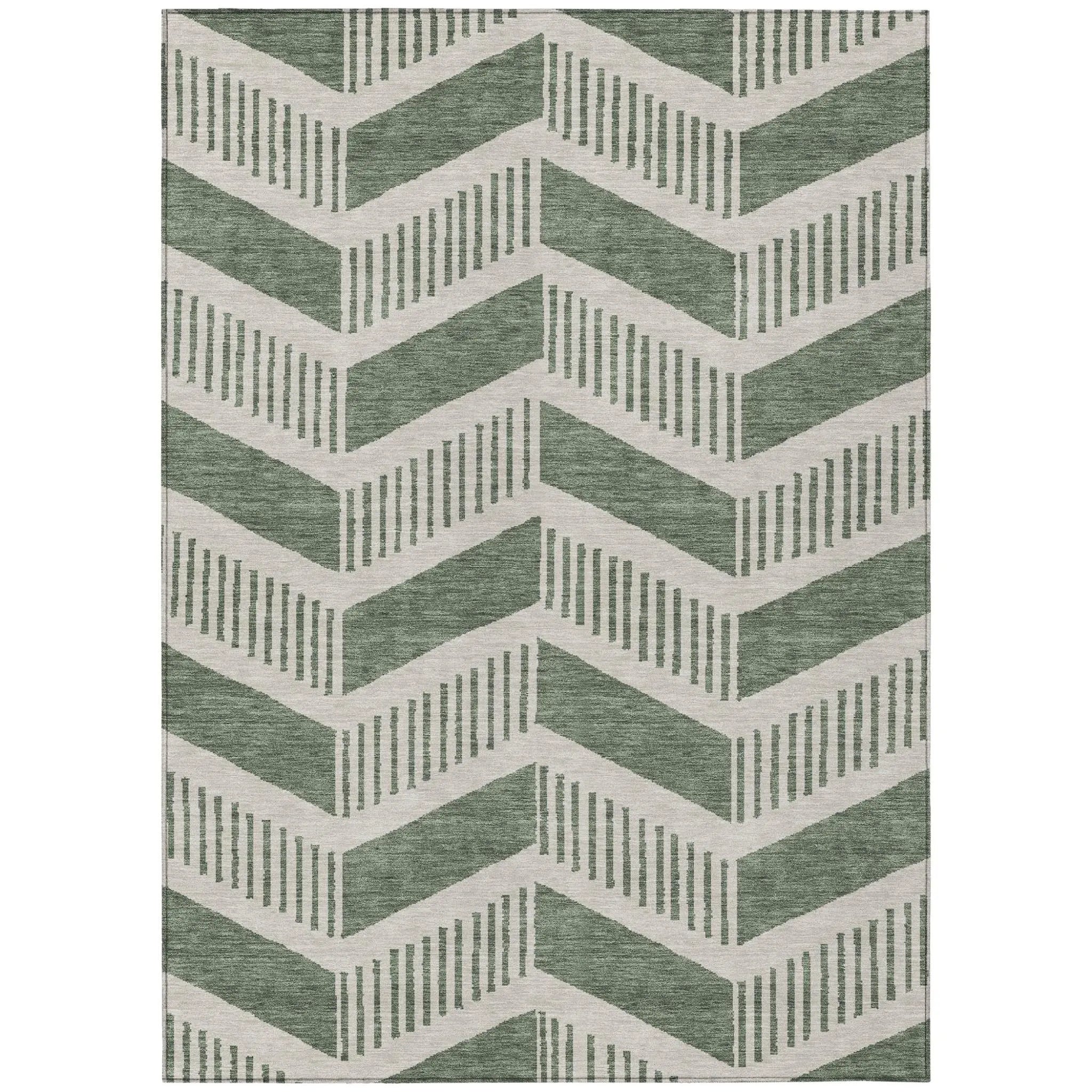 10' X 14' Green And Ivory Geometric Washable Indoor Outdoor Area Rug Homeroots Outdoor