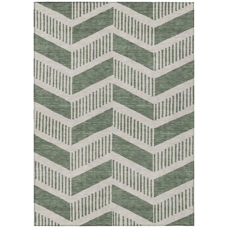 10' X 14' Green And Ivory Geometric Washable Indoor Outdoor Area Rug Homeroots Outdoor