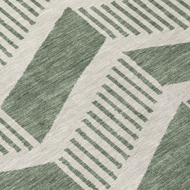 10' X 14' Green And Ivory Geometric Washable Indoor Outdoor Area Rug Homeroots Outdoor