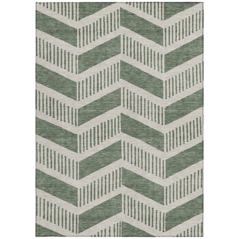 10' X 14' Green And Ivory Geometric Washable Indoor Outdoor Area Rug Homeroots Outdoor