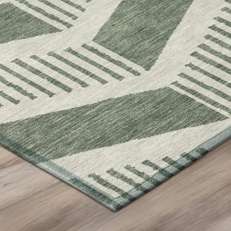 10' X 14' Green And Ivory Geometric Washable Indoor Outdoor Area Rug Homeroots Outdoor