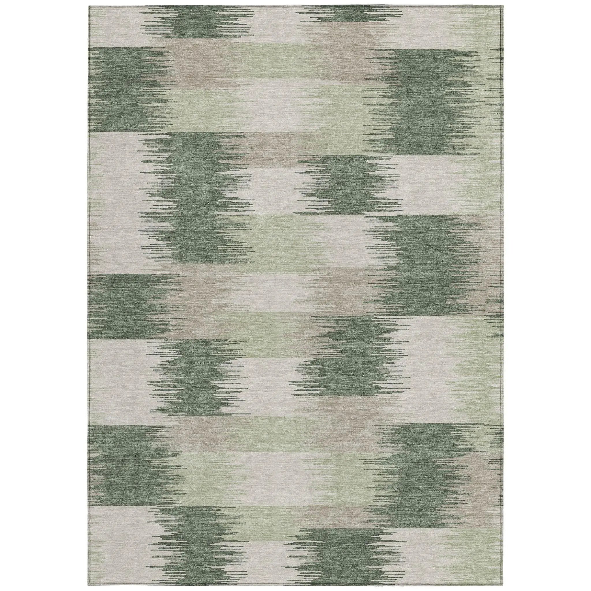 10' X 14' Green And Ivory Geometric Washable Indoor Outdoor Area Rug Homeroots Outdoor