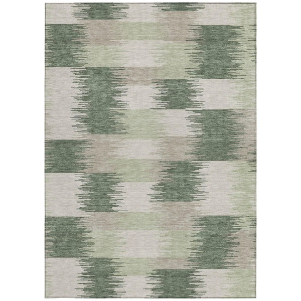 10' X 14' Green And Ivory Geometric Washable Indoor Outdoor Area Rug Homeroots Outdoor