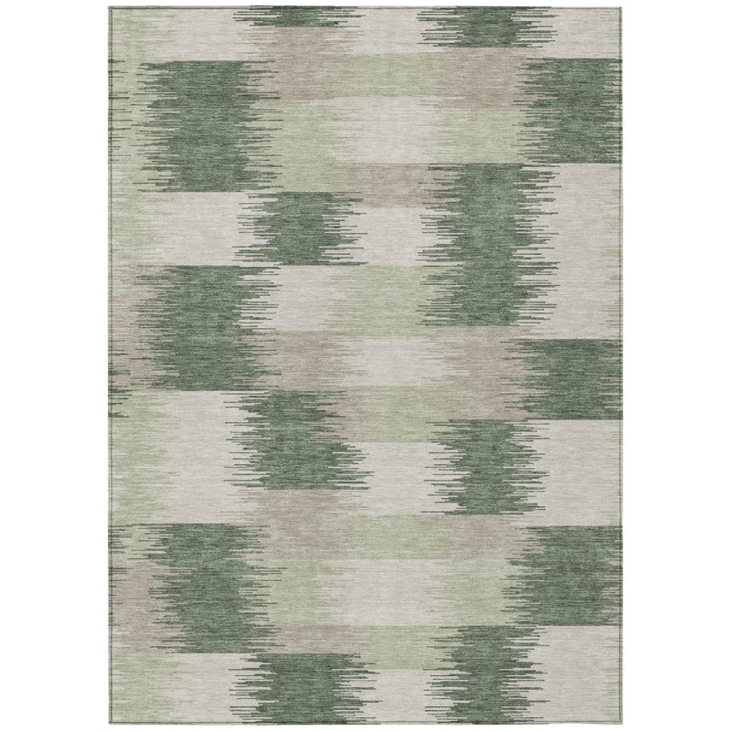 10' X 14' Green And Ivory Geometric Washable Indoor Outdoor Area Rug Homeroots Outdoor