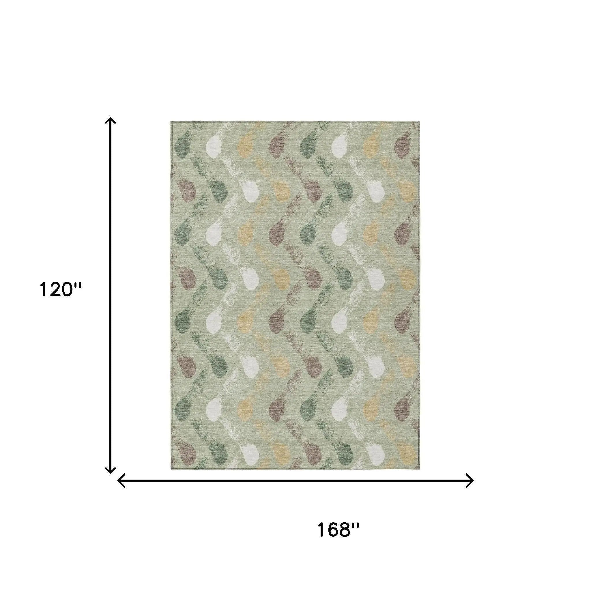 10' X 14' Green And Ivory Geometric Washable Indoor Outdoor Area Rug Homeroots Outdoor