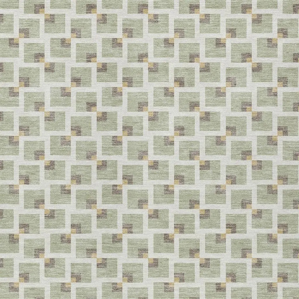 10' X 14' Green And Ivory Geometric Washable Indoor Outdoor Area Rug Homeroots Outdoor