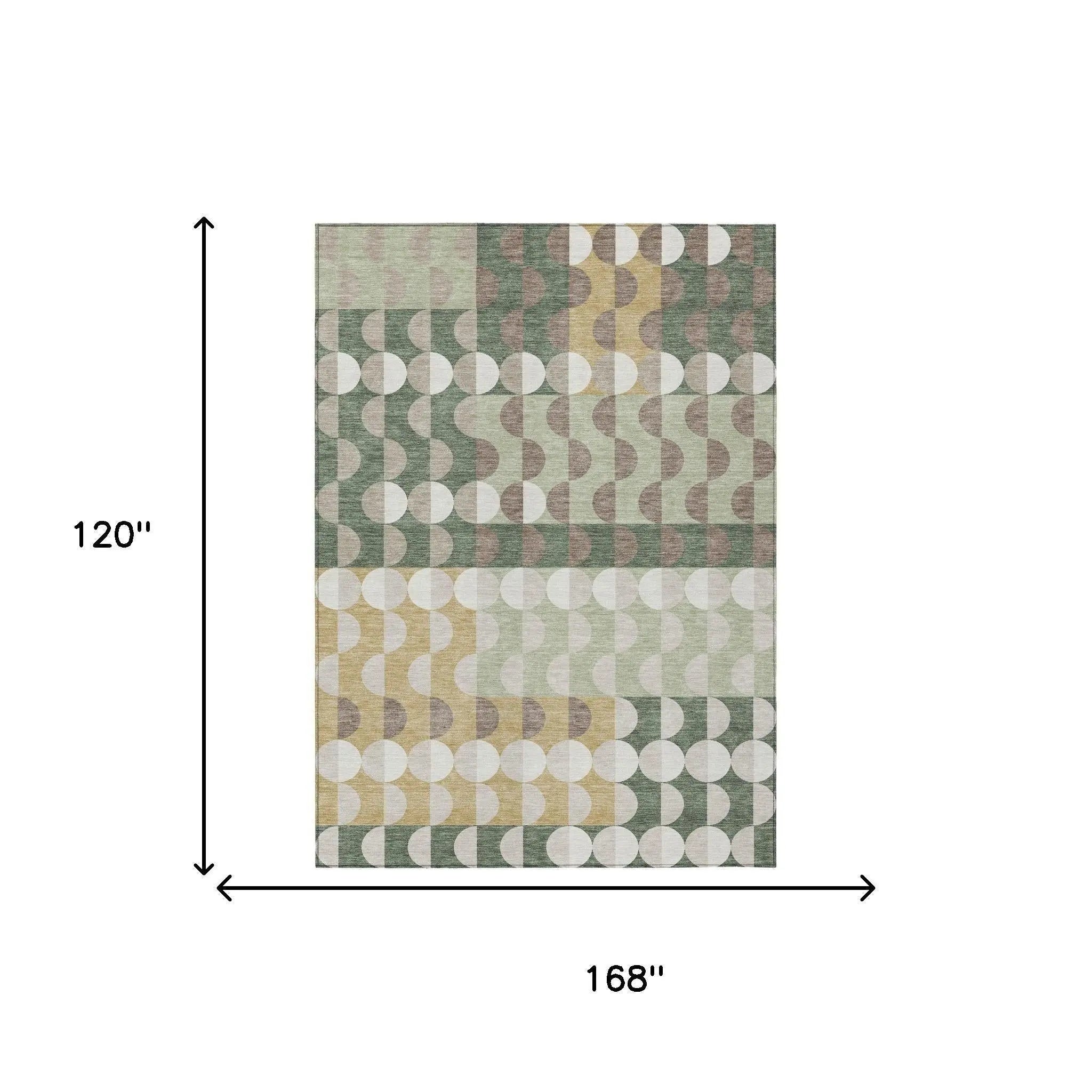 10' X 14' Green And Ivory Geometric Washable Indoor Outdoor Area Rug Homeroots Outdoor