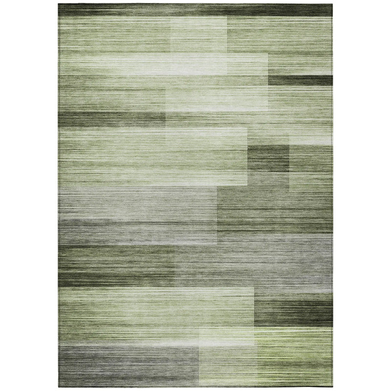 10' X 14' Green And Ivory Striped Washable Indoor Outdoor Area Rug Homeroots Outdoor