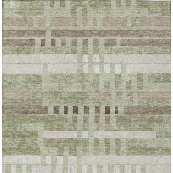 10' X 14' Green And Ivory Striped Washable Indoor Outdoor Area Rug Homeroots Outdoor