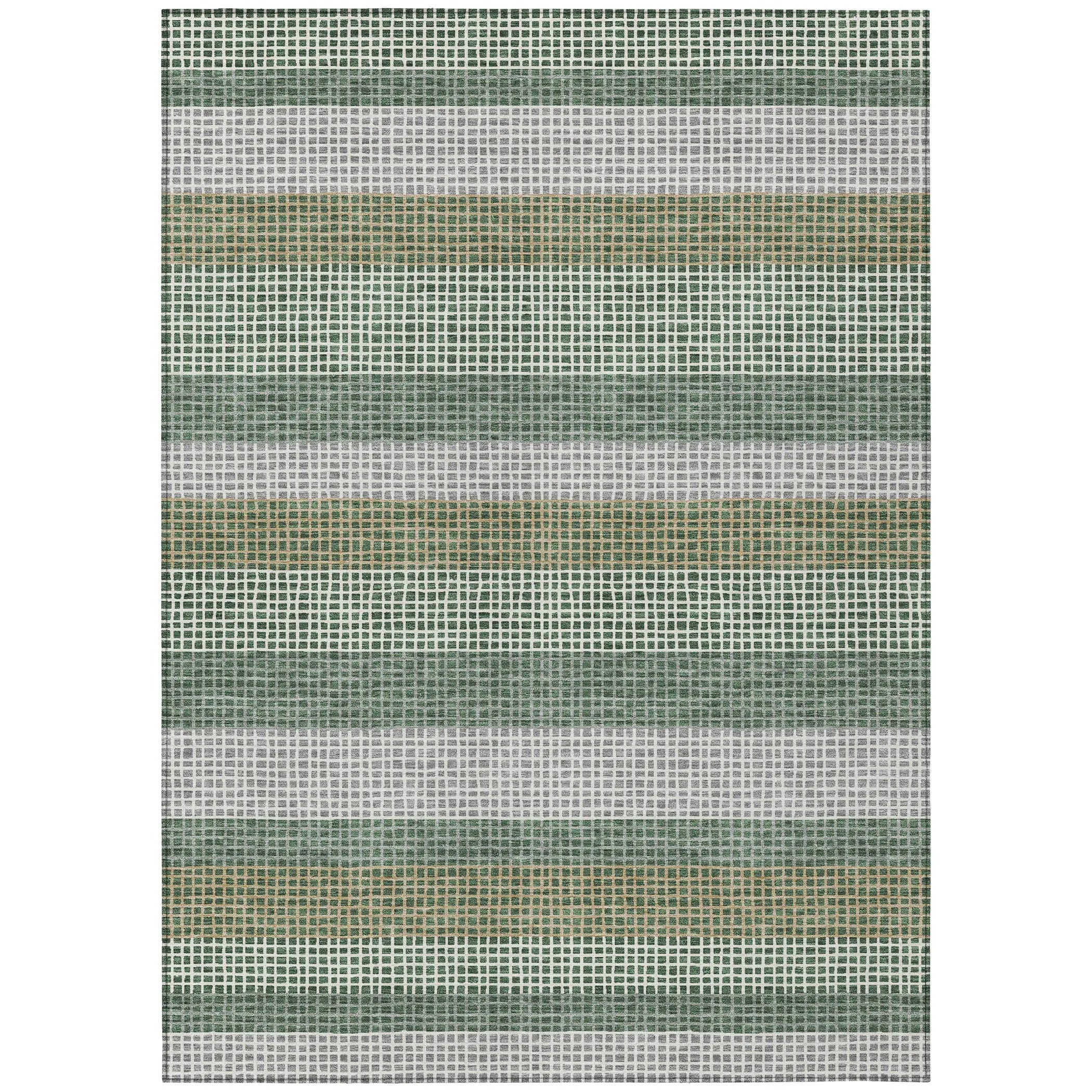 10' X 14' Green And Ivory Striped Washable Indoor Outdoor Area Rug Homeroots Outdoor