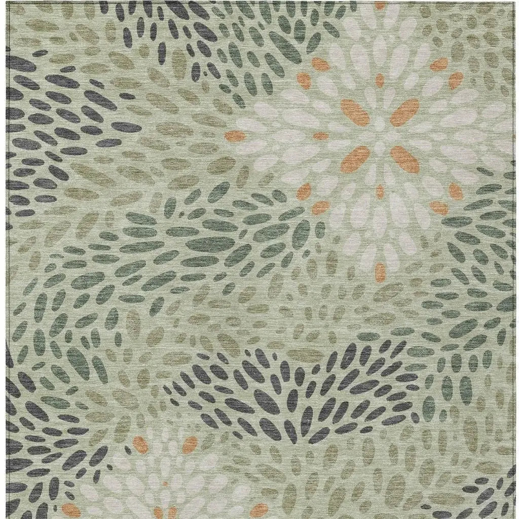 10' X 14' Green And Khaki Abstract Washable Indoor Outdoor Area Rug Homeroots Outdoor