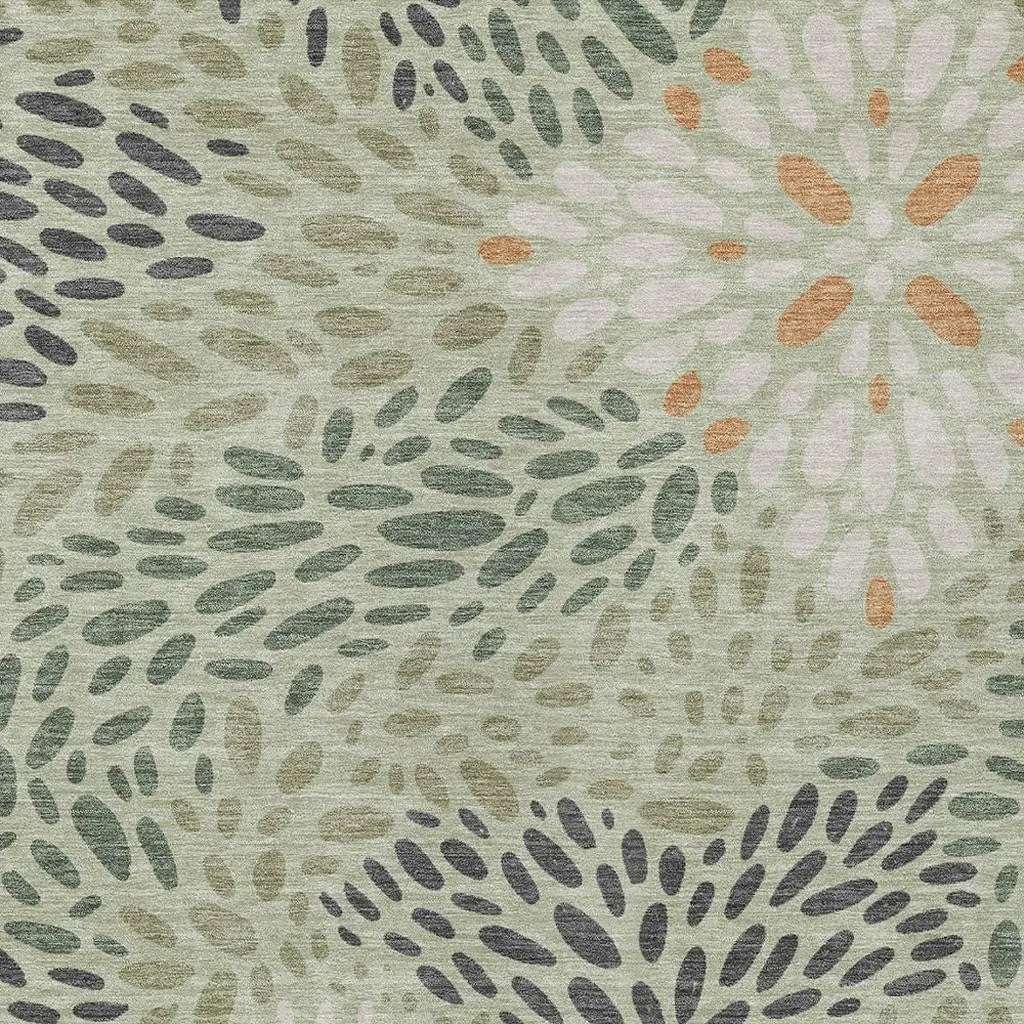 10' X 14' Green And Khaki Abstract Washable Indoor Outdoor Area Rug Homeroots Outdoor