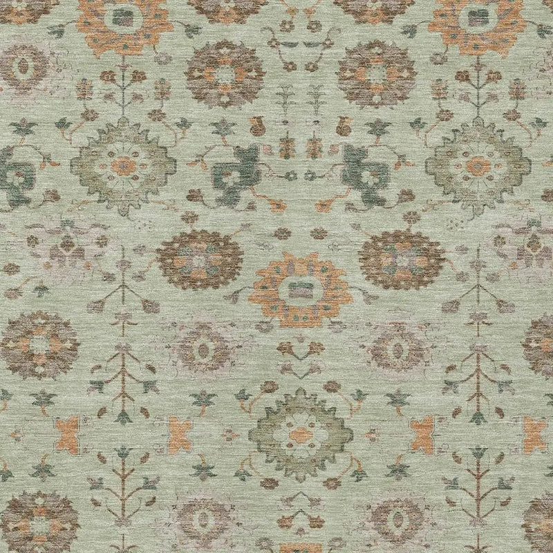 10' X 14' Green And Khaki Geometric Washable Indoor Outdoor Area Rug Homeroots Outdoor