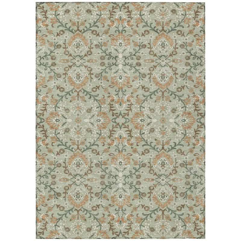 10' X 14' Green And Khaki Geometric Washable Indoor Outdoor Area Rug Homeroots Outdoor