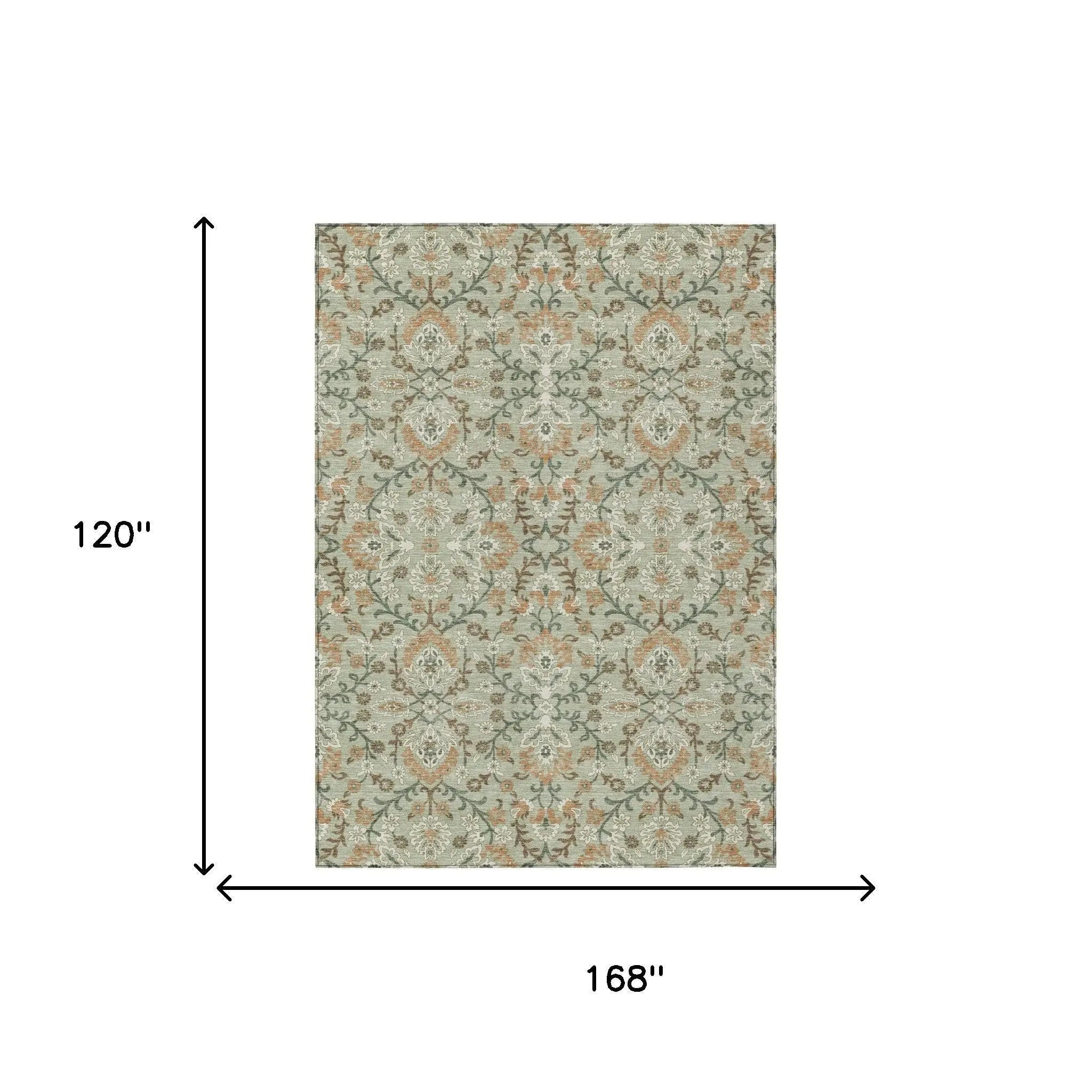 10' X 14' Green And Khaki Geometric Washable Indoor Outdoor Area Rug Homeroots Outdoor