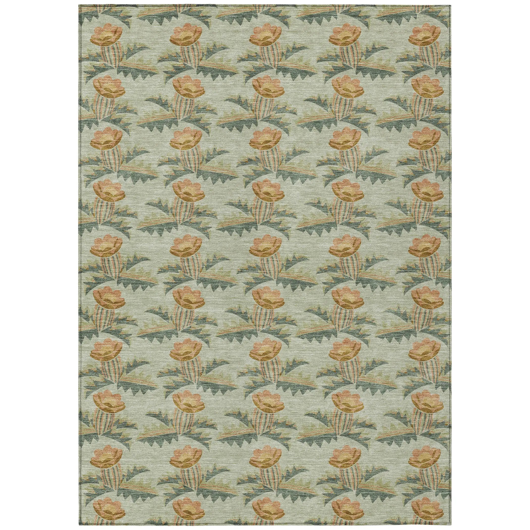 10' X 14' Green And Lavender Floral Washable Indoor Outdoor Area Rug Homeroots Outdoor
